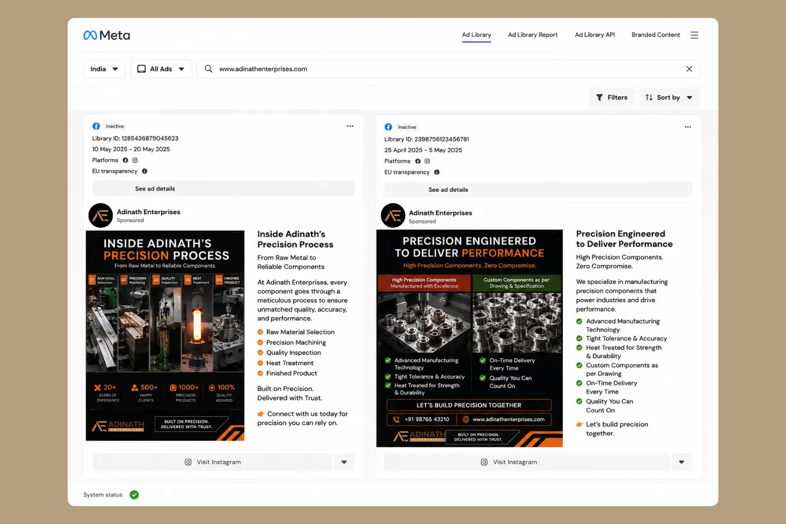 Ran a set of social media ad creatives for a busbar manufacturer