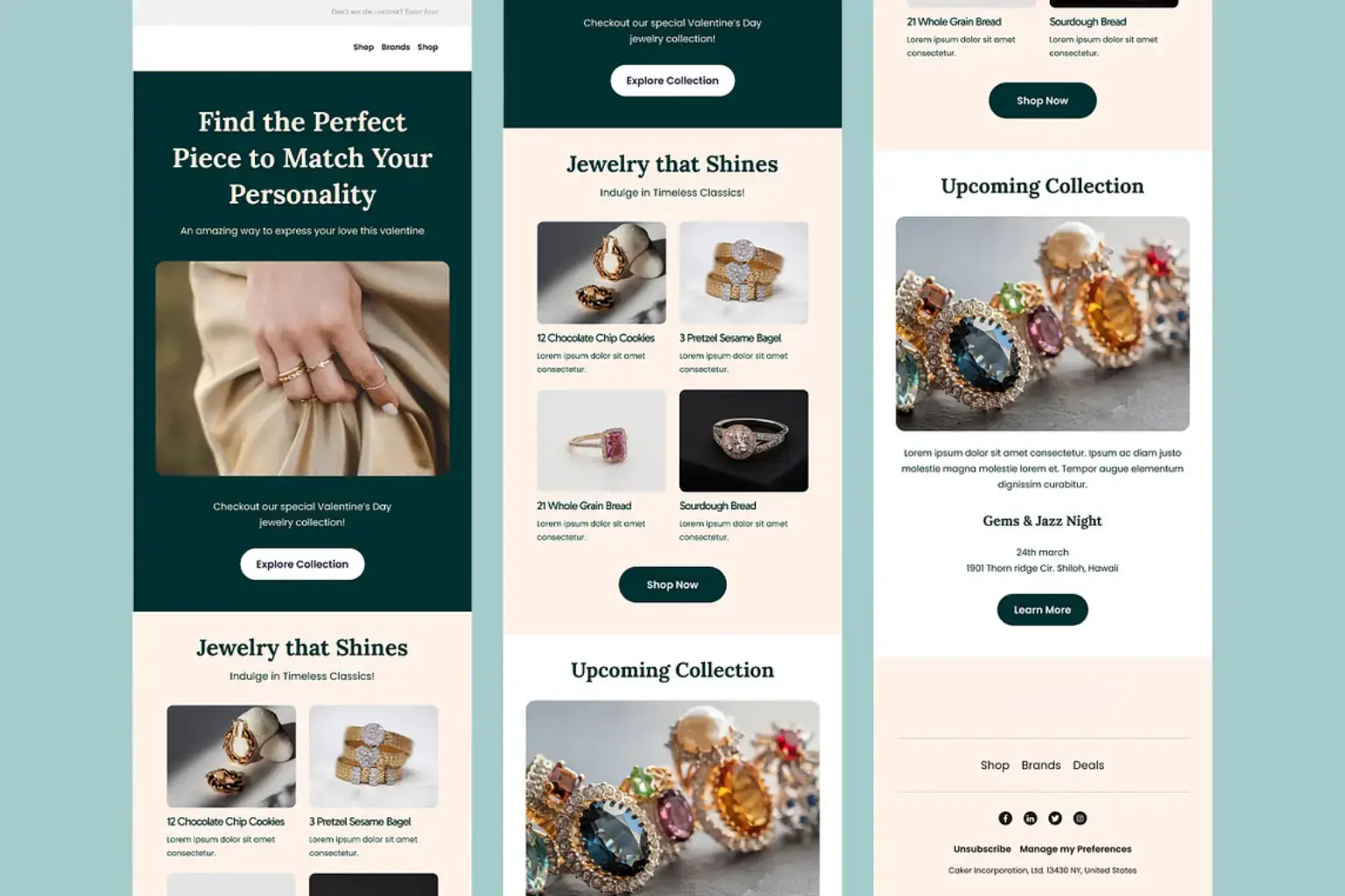 Designed a stylish promotional email template for a jewelry brand