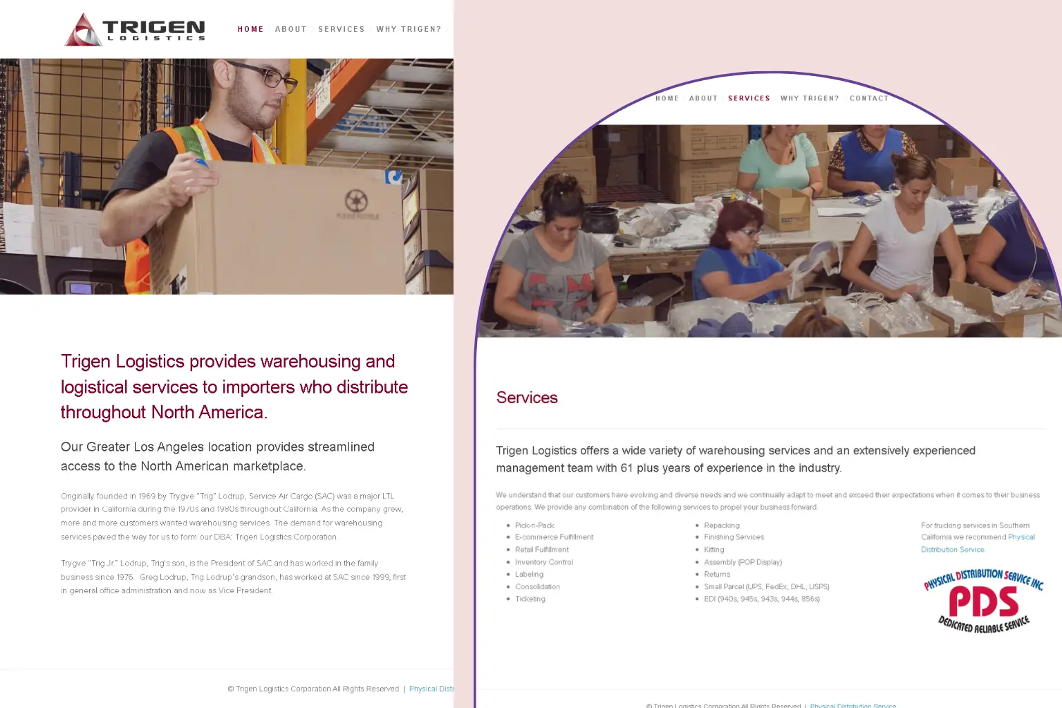 Simplified service explanations on a website for a logistics company